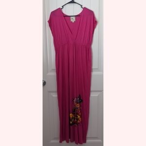 Pink Rose Pink Maxi Dress w/ Printed Floral Detail